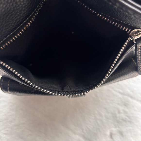 Signature Black Pebbled Crossbody Bag | Contrast Stitch & Silver Buckle | Y2K - Picture 5 of 7